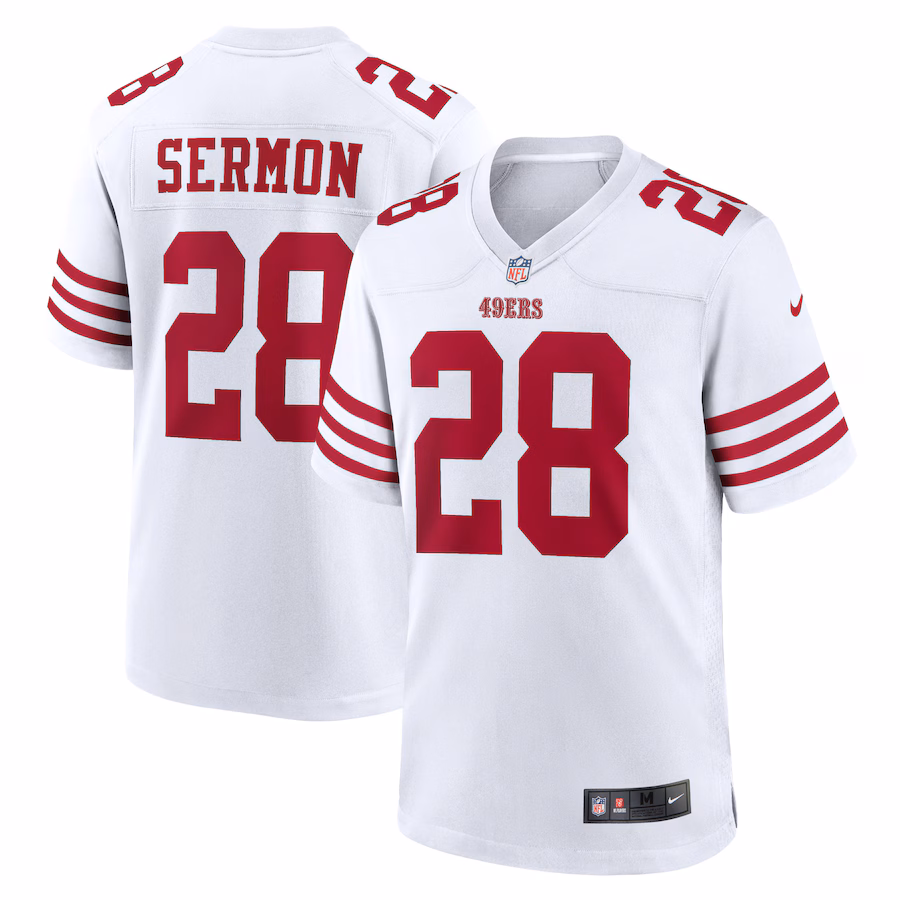 Men's San Francisco 49ers Trey Sermon Nike White Player Game Jersey - ujerseystore