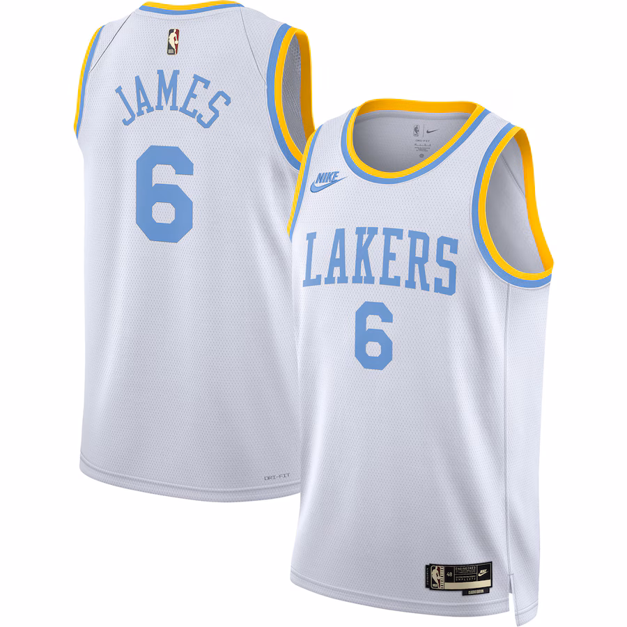 Men's Los Angeles Lakers LeBron James Nike White Swingman Jersey - Classic Edition - ujerseystore