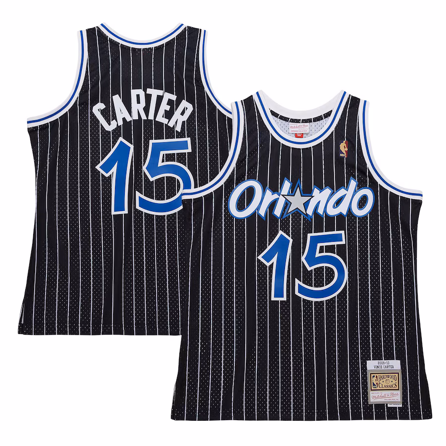 Men's Orlando Magic Vince Carter Mitchell & Ness Black 2009/10 Hardwood Classics Swingman Jersey - ujerseystore