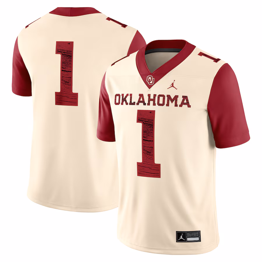 Men's Jordan Brand #1 Natural Oklahoma Sooners Alternate Game Jersey - ujerseystore