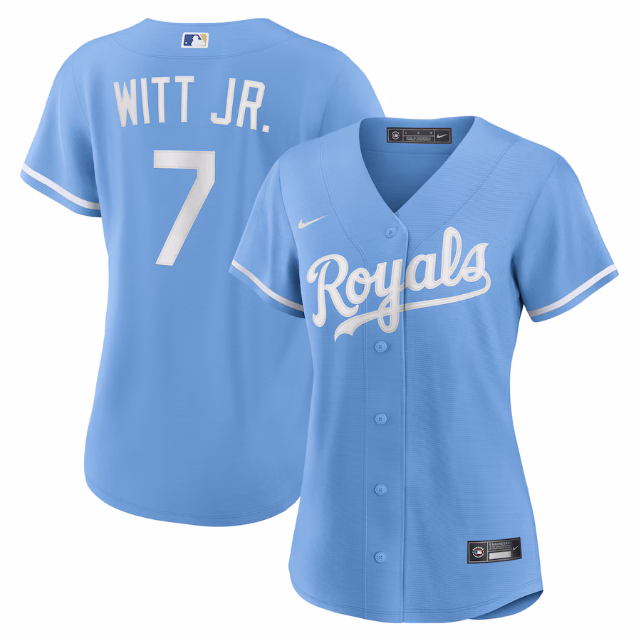 Women's Kansas City Royals Bobby Witt Jr. Nike Light Blue Alternate Replica Player Jersey - ujerseystore