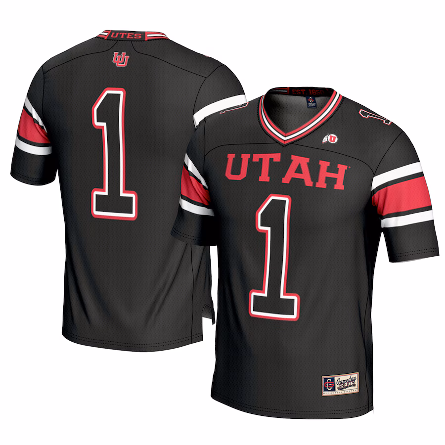 Men's GameDay Greats #1 Black Utah Utes Football Jersey - ujerseystore