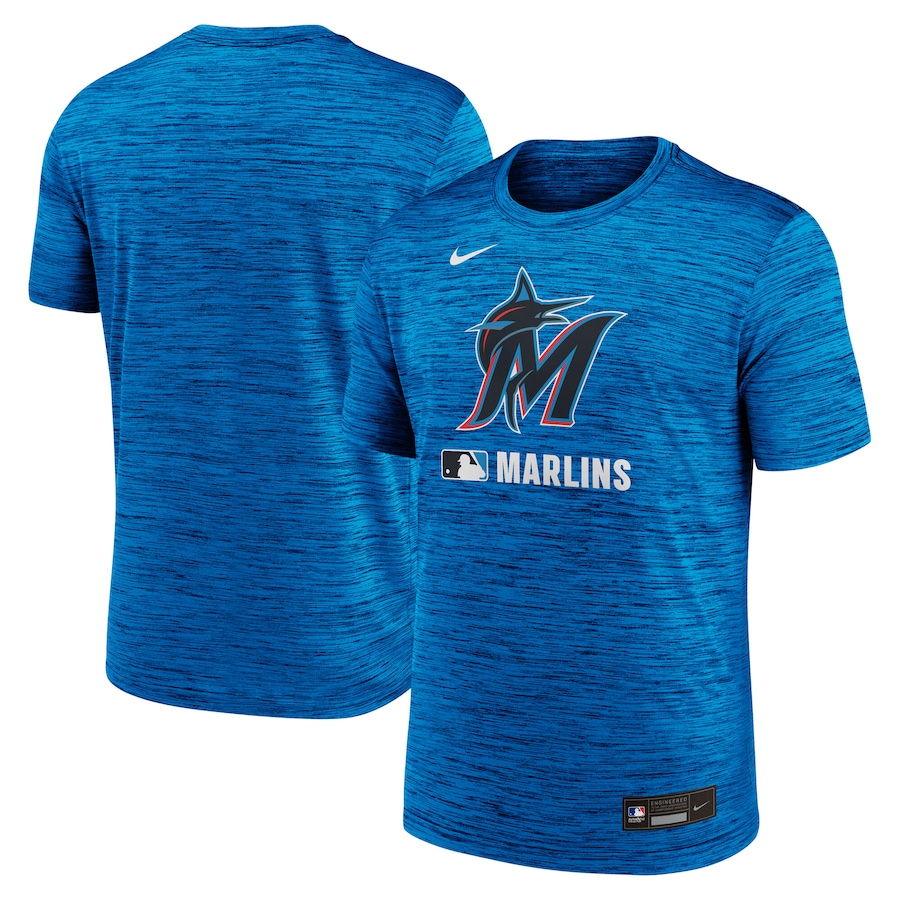 Men's Miami Marlins Nike Blue Authentic Collection Velocity Performance Practice T-Shirt - ujerseystore
