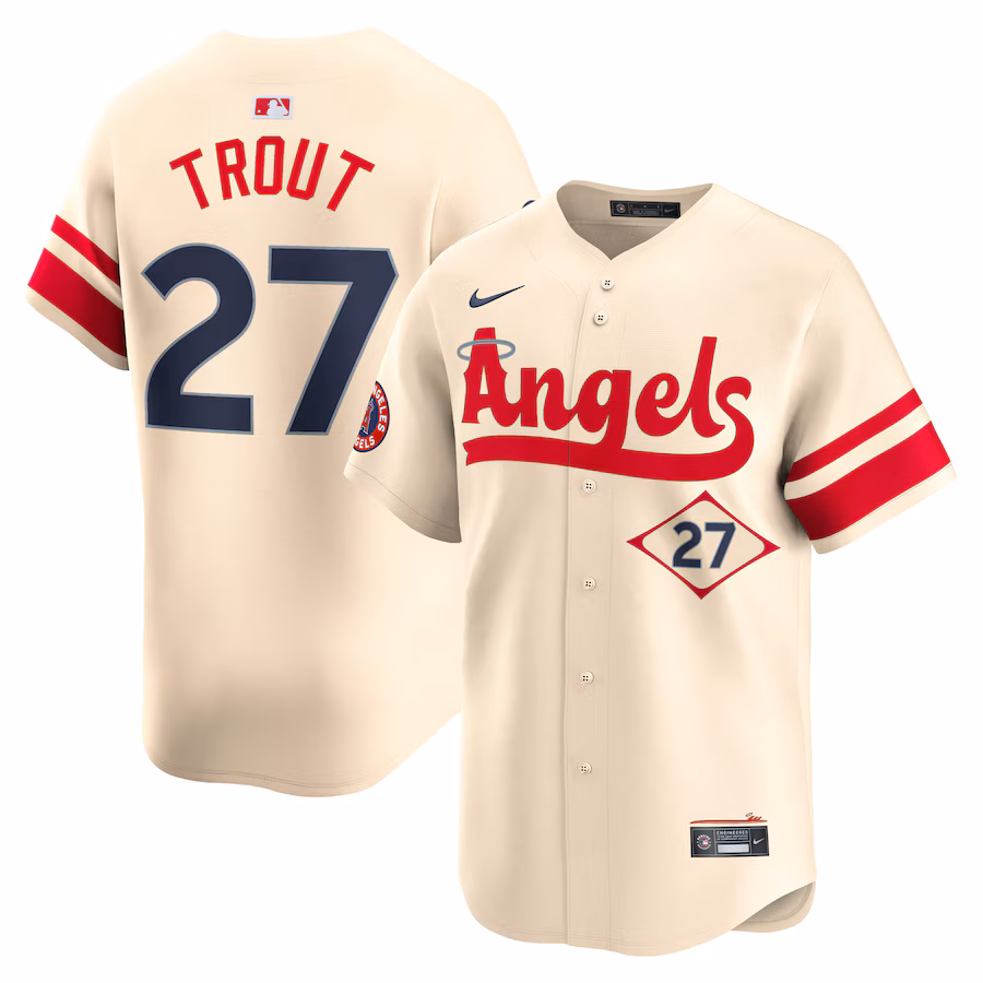 Men's Los Angeles Angels Mike Trout Nike Cream City Connect Limited Player Jersey - ujerseystore