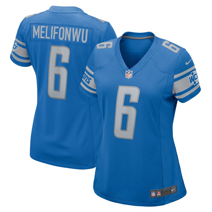Women's Detroit Lions Ifeatu Melifonwu Nike  Blue Team Game Jersey - ujerseystore