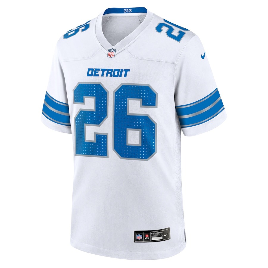 Men's Detroit Lions Jahmyr Gibbs Nike White Game Jersey - ujerseystore