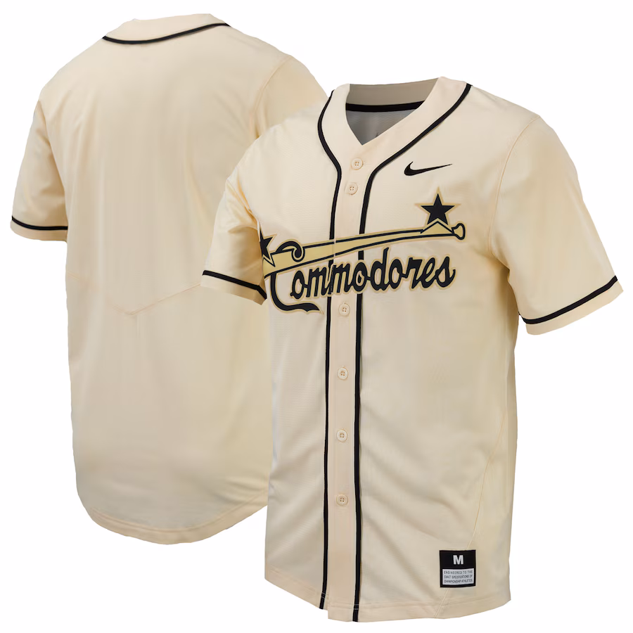 Men's Nike  Natural Vanderbilt Commodores Replica Full-Button Baseball Jersey - ujerseystore