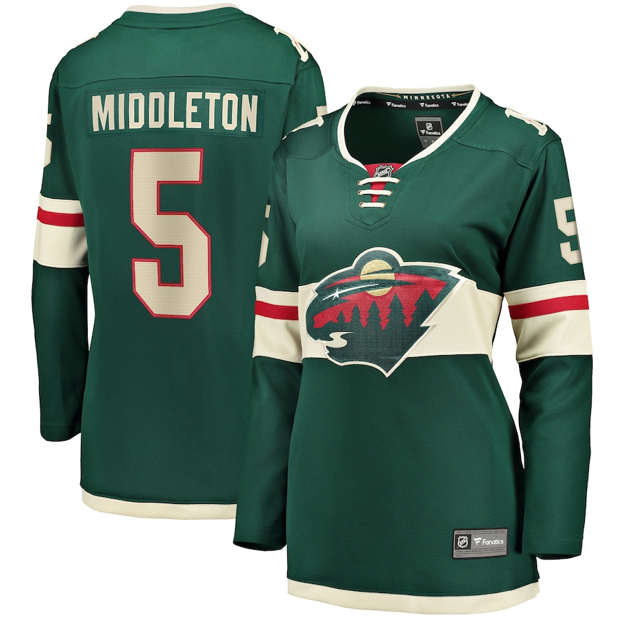 Women's Minnesota Wild Jake Middleton Fanatics Green Home Breakaway Player Jersey - ujerseystore