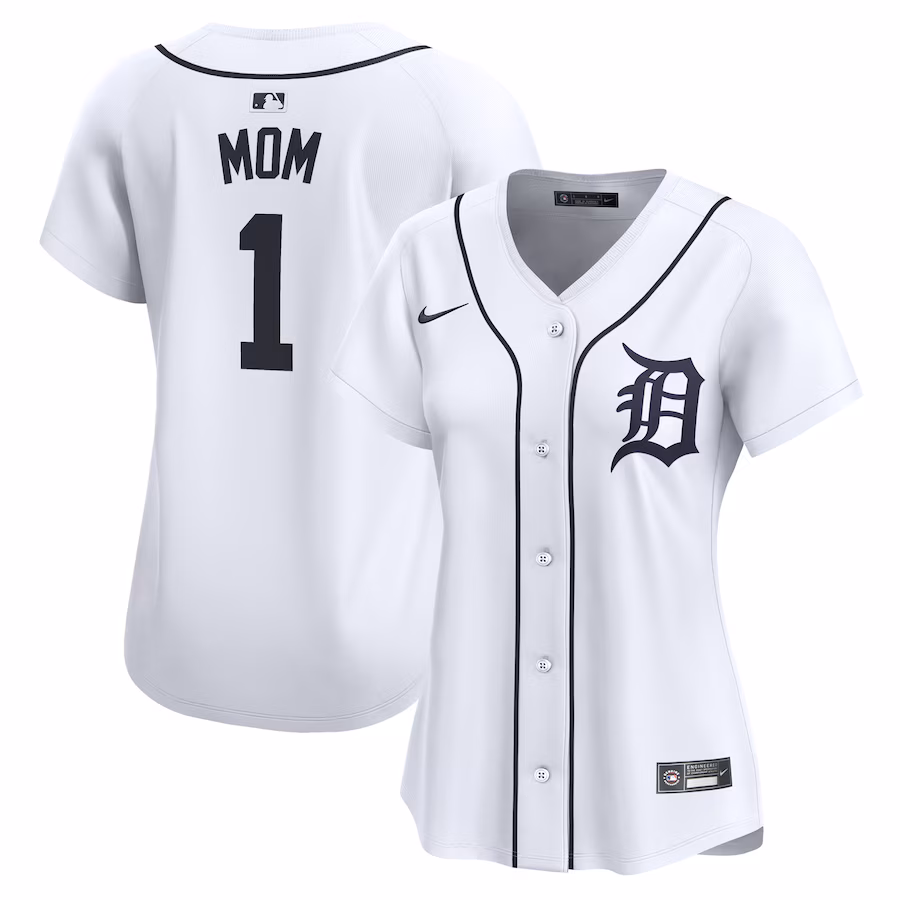 Women's Detroit Tigers Nike White #1 Mom Home Limited Jersey - ujerseystore