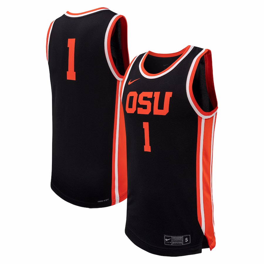 #1 Oregon State Beavers Nike Replica Basketball Jersey - Black - ujerseystore