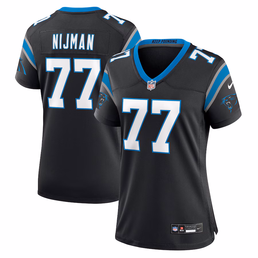 Women's Carolina Panthers Yosh Nijman Nike Black Game Jersey - ujerseystore
