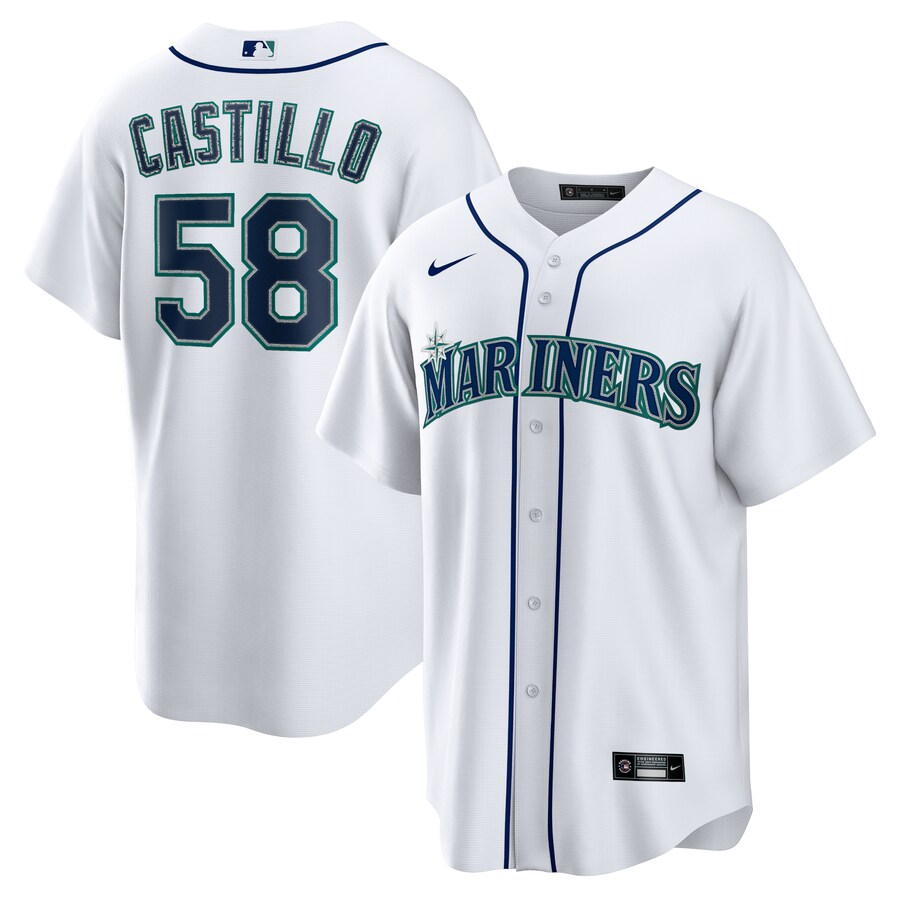 Men's Seattle Mariners Luis Castillo Nike White Home Replica Jersey - ujerseystore