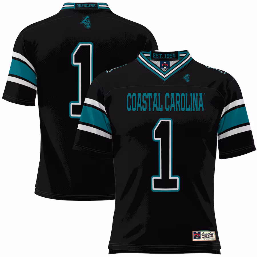 #1 Coastal Carolina Chanticleers GameDay Greats Football Jersey - Black - ujerseystore