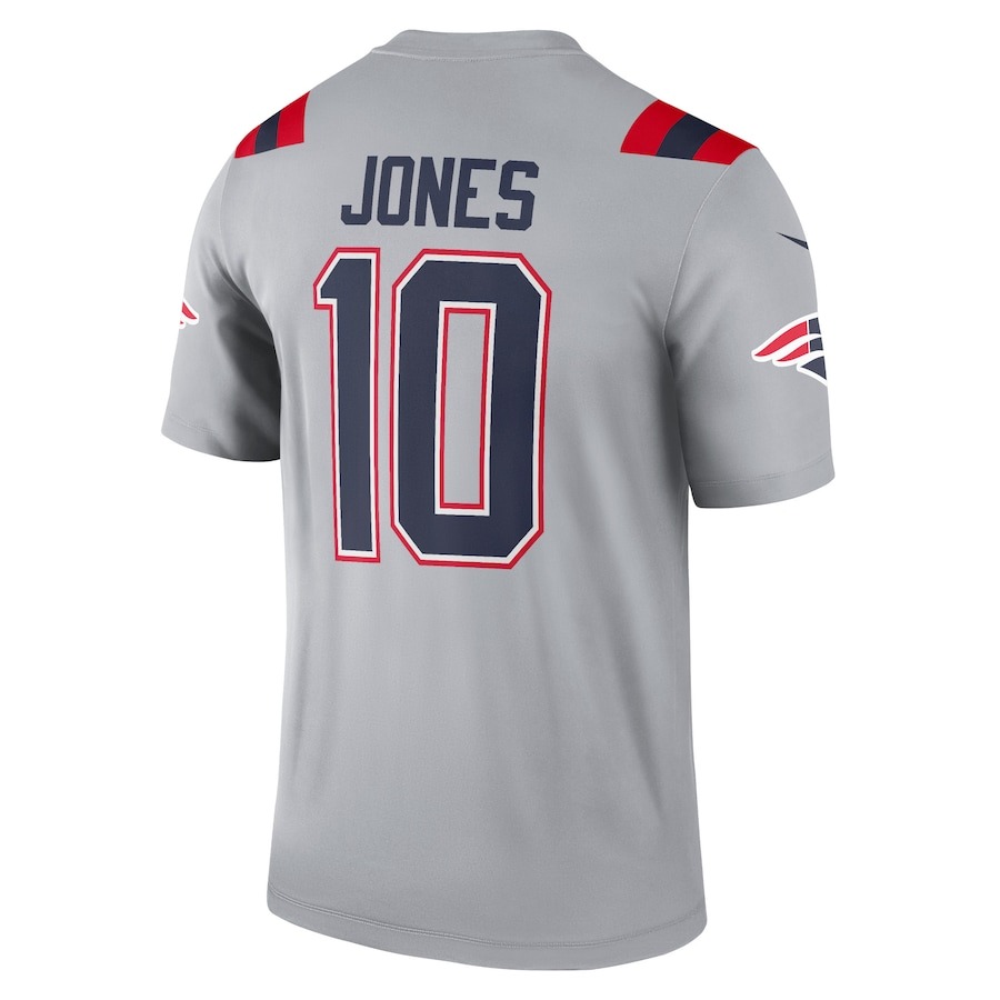 Men's New England Patriots Mac Jones Nike Gray Inverted Legend Jersey - ujerseystore