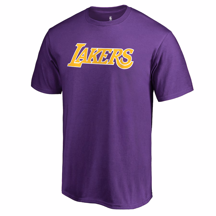 Men's Los Angeles Lakers Purple Primary Wordmark T-Shirt - ujerseystore