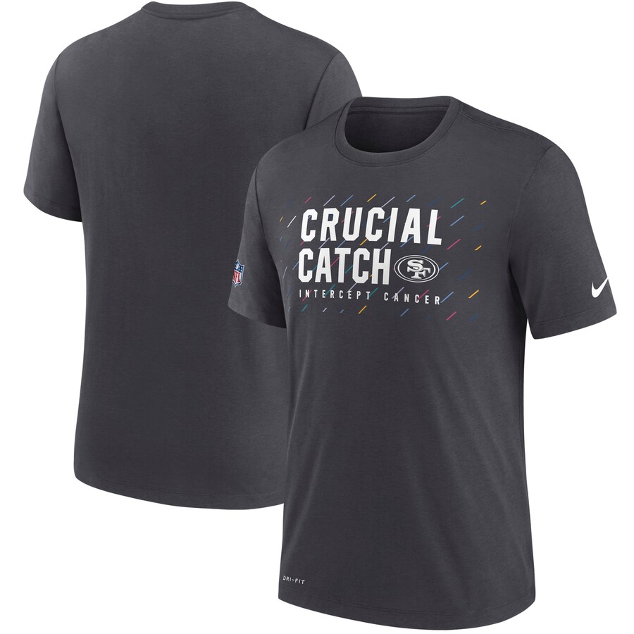 Men's San Francisco 49ers Nike Charcoal NFL Crucial Catch Performance T-Shirt - ujerseystore