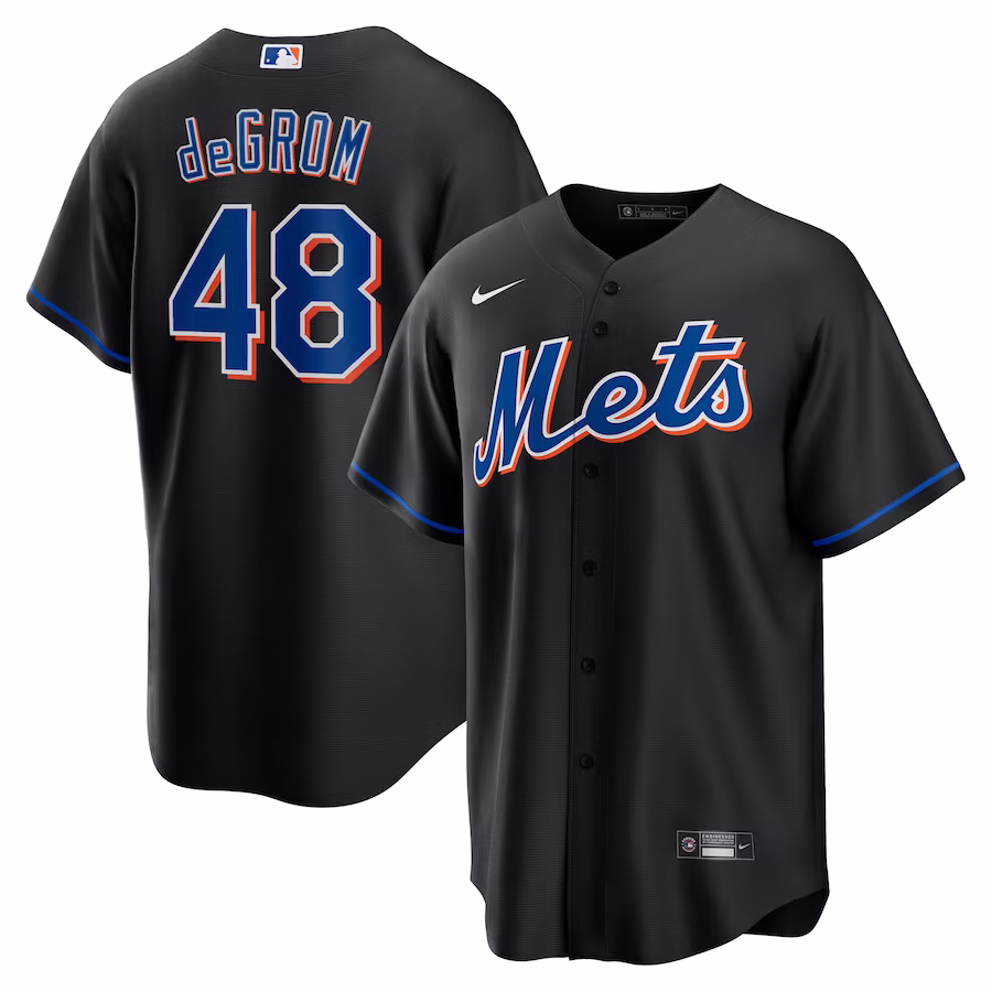Men's New York Mets Jacob deGrom Nike Black 2022 Alternate Replica Player Jersey - ujerseystore