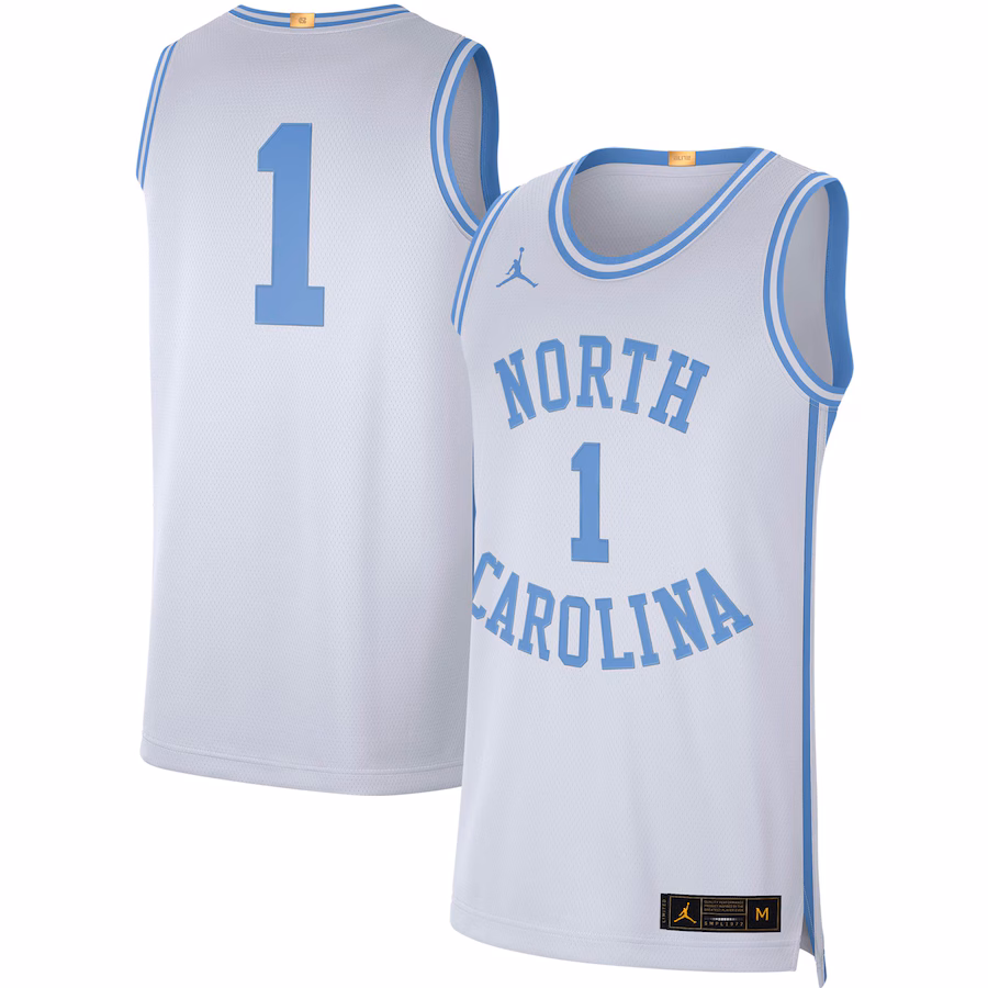 Men's Jordan Brand #1 White North Carolina Tar Heels Retro Limited Jersey - ujerseystore