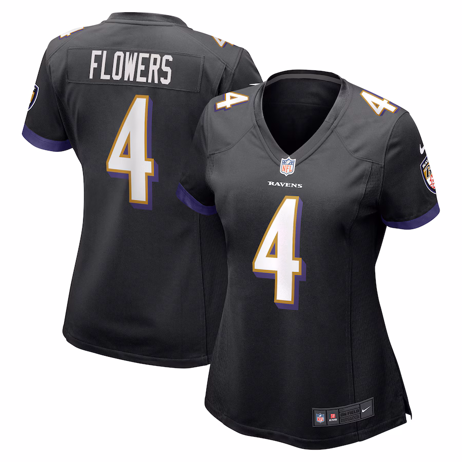 Women's Baltimore Ravens Zay Flowers Nike Black Team Game Jersey - ujerseystore