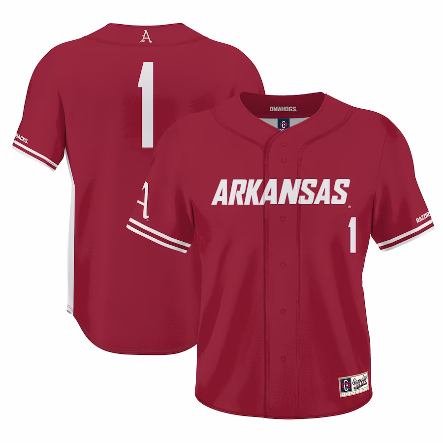 #1 Arkansas Razorbacks GameDay Greats Youth Lightweight Baseball Jersey - Cardinal - ujerseystore