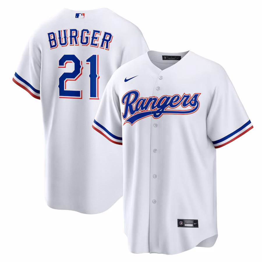 Men's Texas Rangers Jake Burger Nike White Home Replica Jersey - ujerseystore