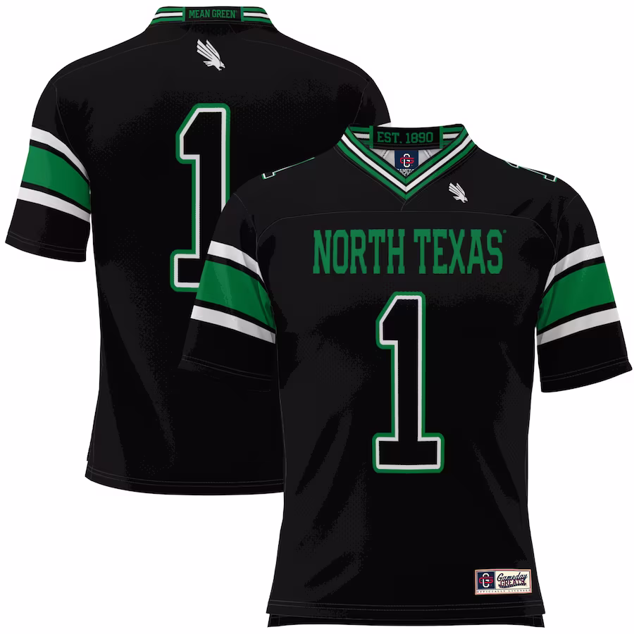 #1 North Texas Mean Green GameDay Greats Football Jersey - Black - ujerseystore