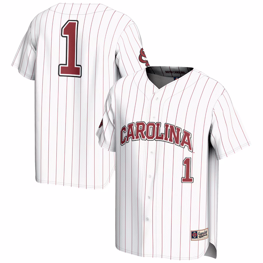 Men's GameDay Greats #1 White South Carolina Gamecocks Lightweight Baseball Fashion Jersey - ujerseystore