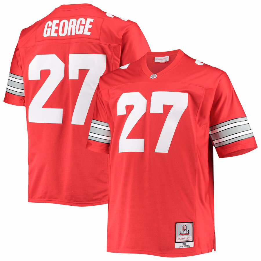 Men's Mitchell & Ness Eddie George Scarlet Ohio State Buckeyes Big & Tall Legacy Alumni Jersey - ujerseystore