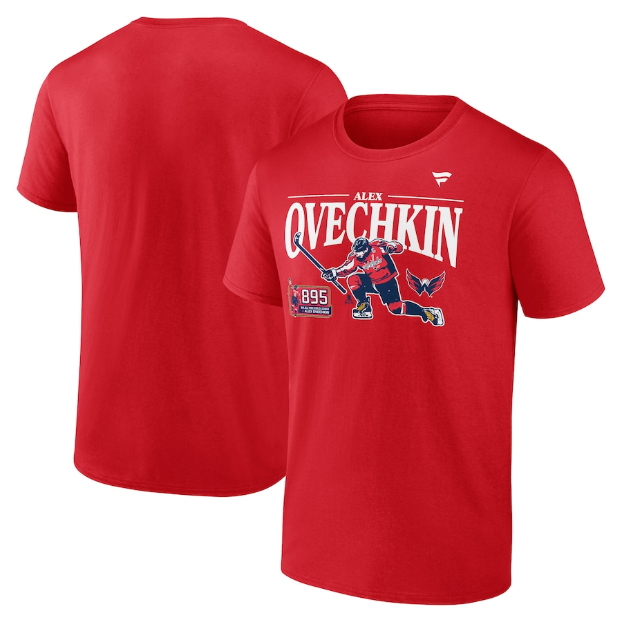 Men's Washington Capitals Alexander Ovechkin Fanatics Athletic Red NHL All-Time Leading Goal Scorer GR8 Celebration T-Shirt - ujerseystore