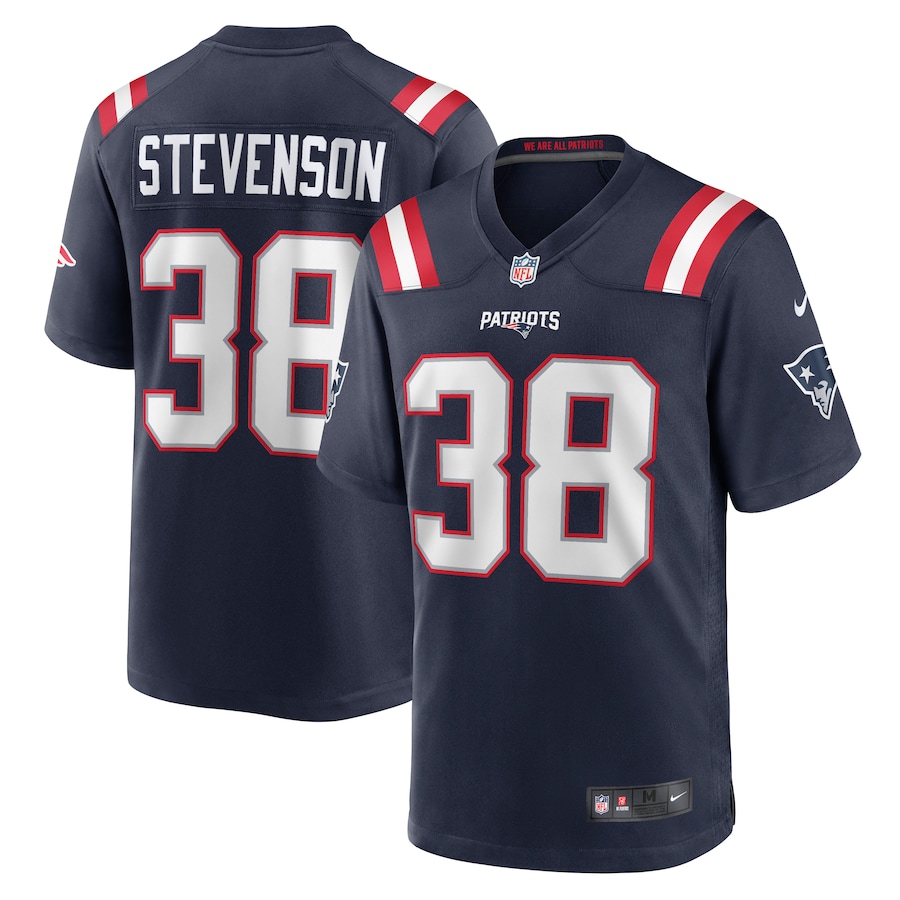 Men's New England Patriots Rhamondre Stevenson Nike Navy Game Jersey - ujerseystore