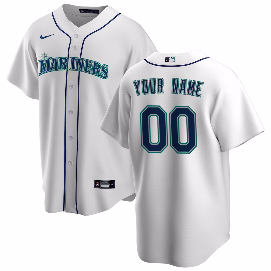 Men's Seattle Mariners Nike White Home Replica Custom Jersey - ujerseystore