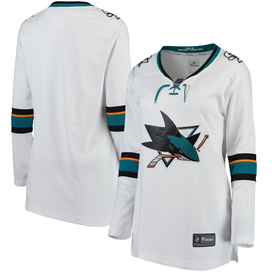 Women's San Jose Sharks Fanatics Branded White Away Breakaway Jersey - ujerseystore