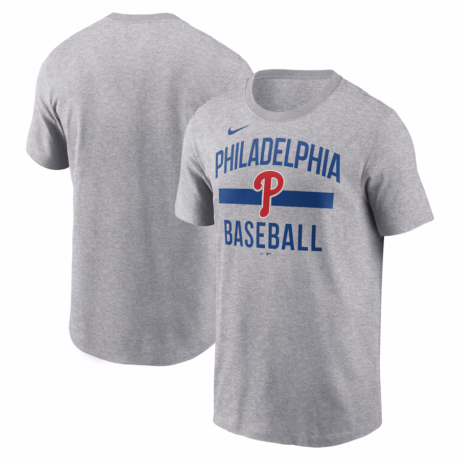Men's Philadelphia Phillies Nike Heather Gray Arched T-Shirt - ujerseystore
