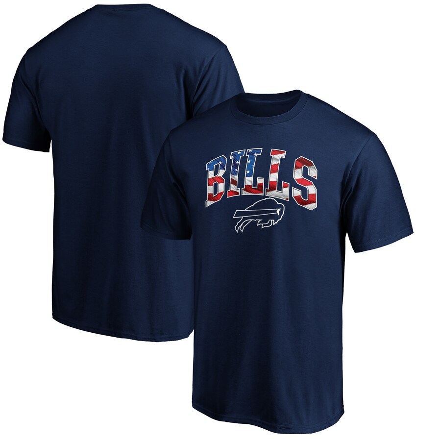 Men's Buffalo Bills Navy Banner Wave Logo T-Shirt - ujerseystore