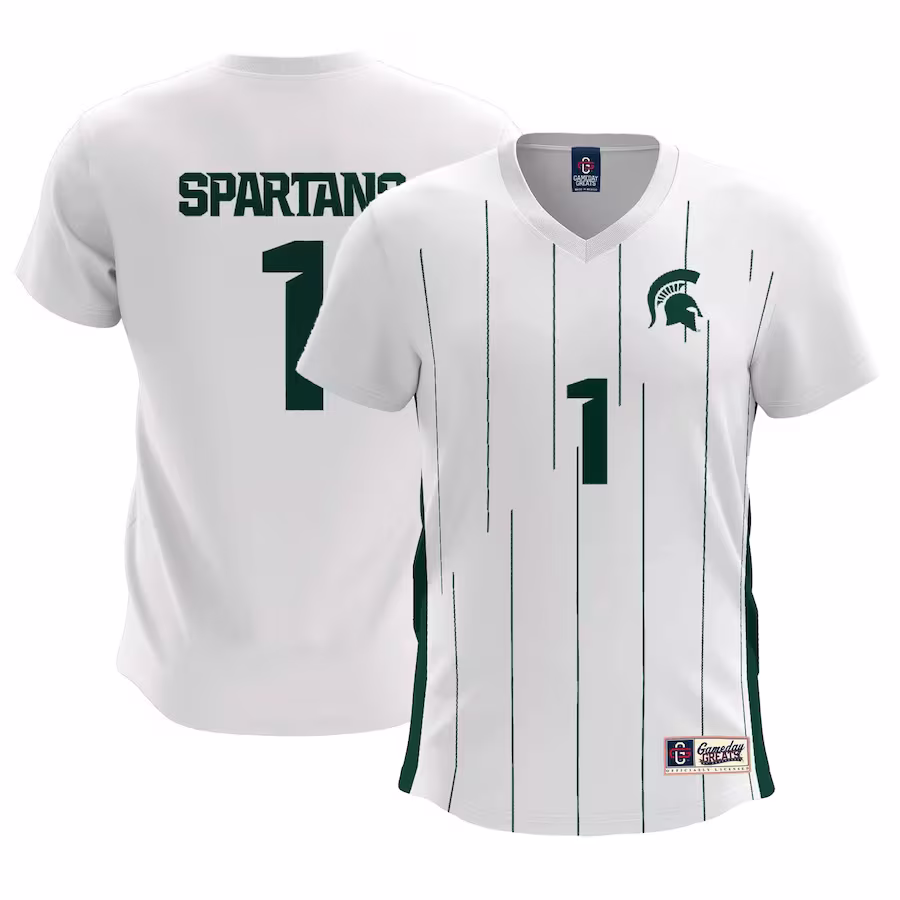 #1  Michigan State Spartans GameDay Greats Women's  Lightweight Soccer Team Jersey - White - ujerseystore