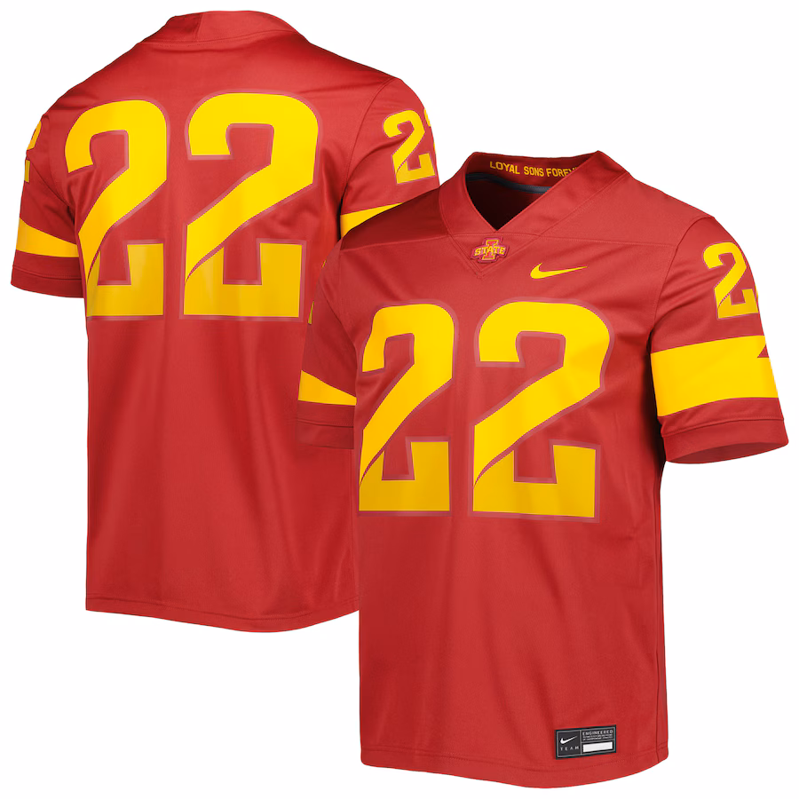 Men's Nike #22 Cardinal Iowa State Cyclones Untouchable Football Jersey - ujerseystore