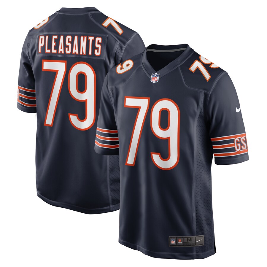 Men's Chicago Bears Austen Pleasants Nike  Navy  Game Jersey - ujerseystore