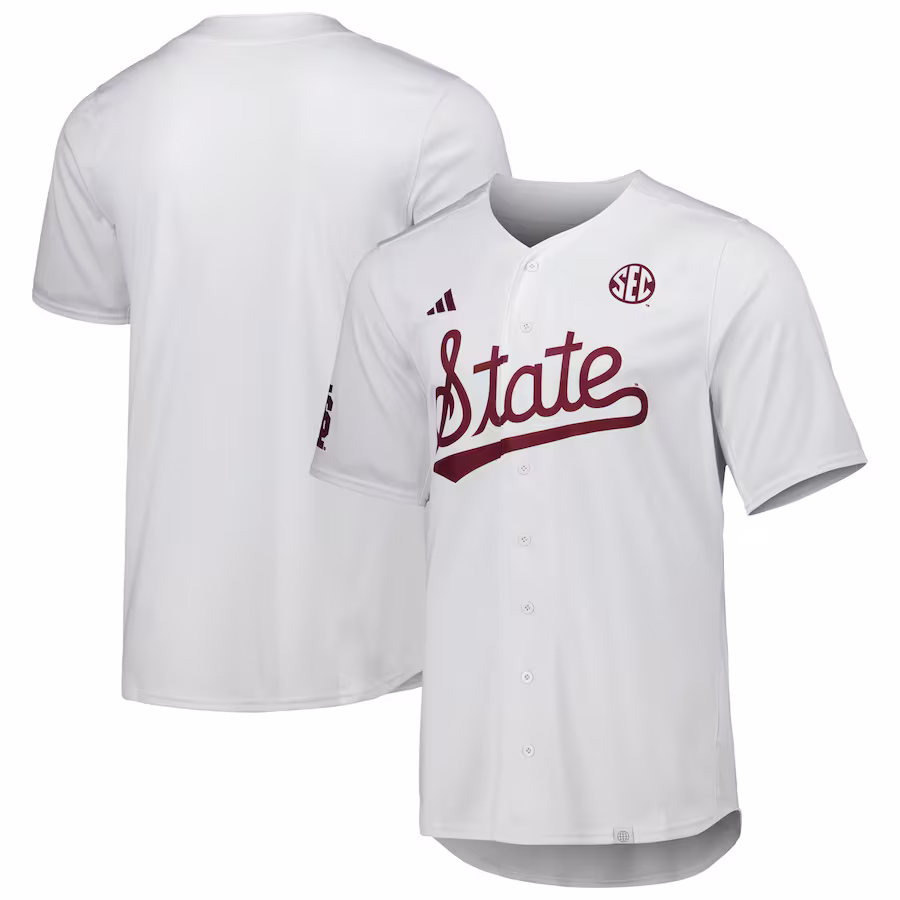 Mississippi State Bulldogs adidas Team Baseball Jersey - White - ujerseystore