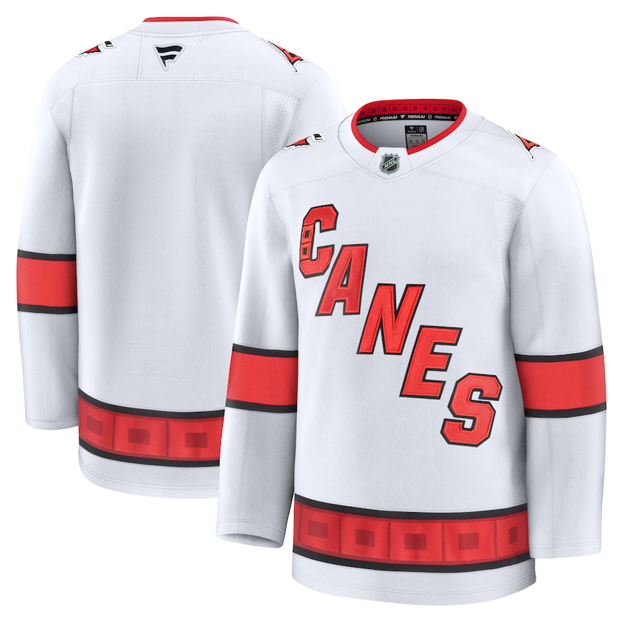 Men's Carolina Hurricanes Fanatics White Away Premium Jersey - ujerseystore