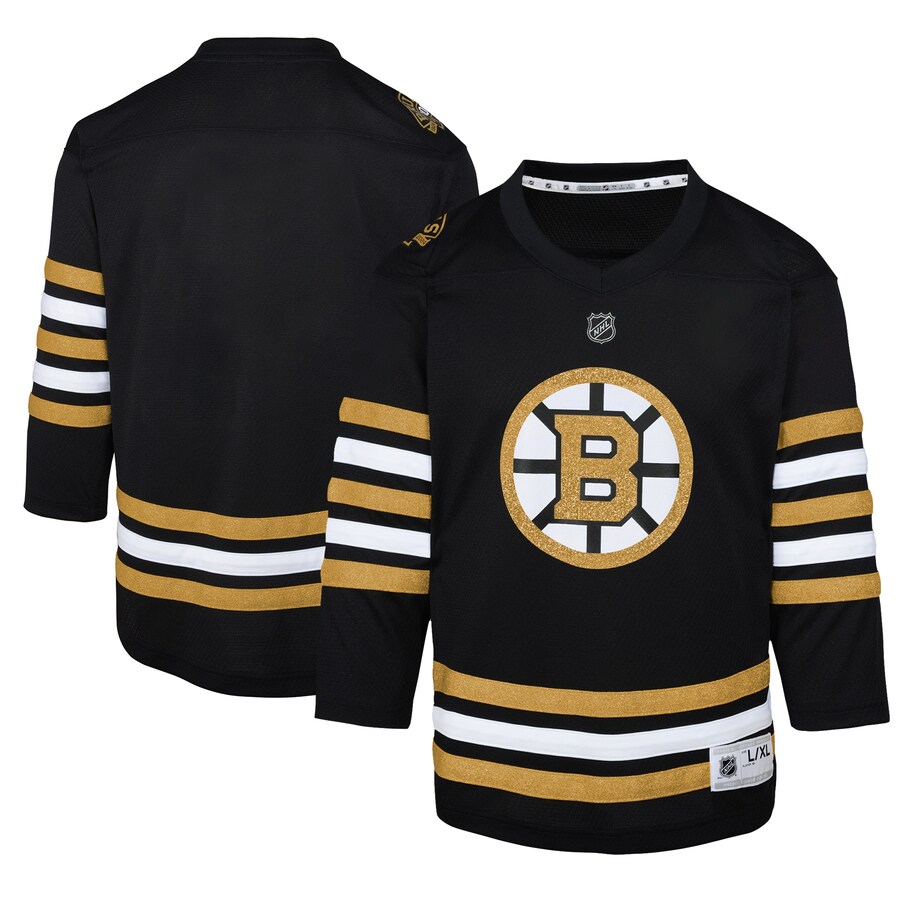 Youth Boston Bruins  Black 100th Anniversary Replica Jersey - ujerseystore