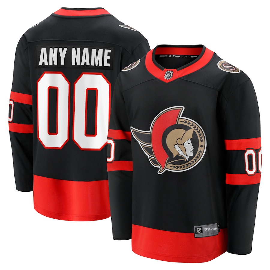 Men's Ottawa Senators Fanatics Black Home Custom Breakaway Jersey - ujerseystore