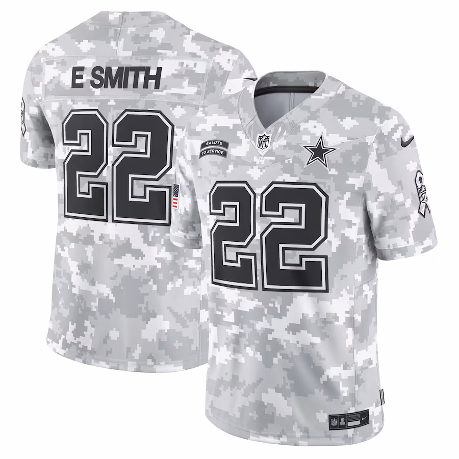 Men's Dallas Cowboys Emmitt Smith Nike Arctic Camo 2024 Salute to Service Retired Player Limited Jersey - ujerseystore