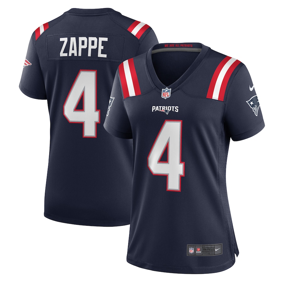 Women's New England Patriots Bailey Zappe Nike Navy Game Player Jersey - ujerseystore