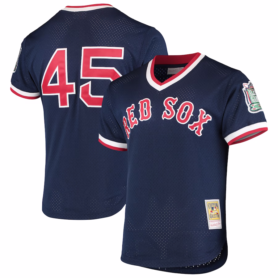 Men's Boston Red Sox Pedro Martinez Mitchell & Ness Navy 1999 Cooperstown Collection Mesh Batting Practice Jersey - ujerseystore