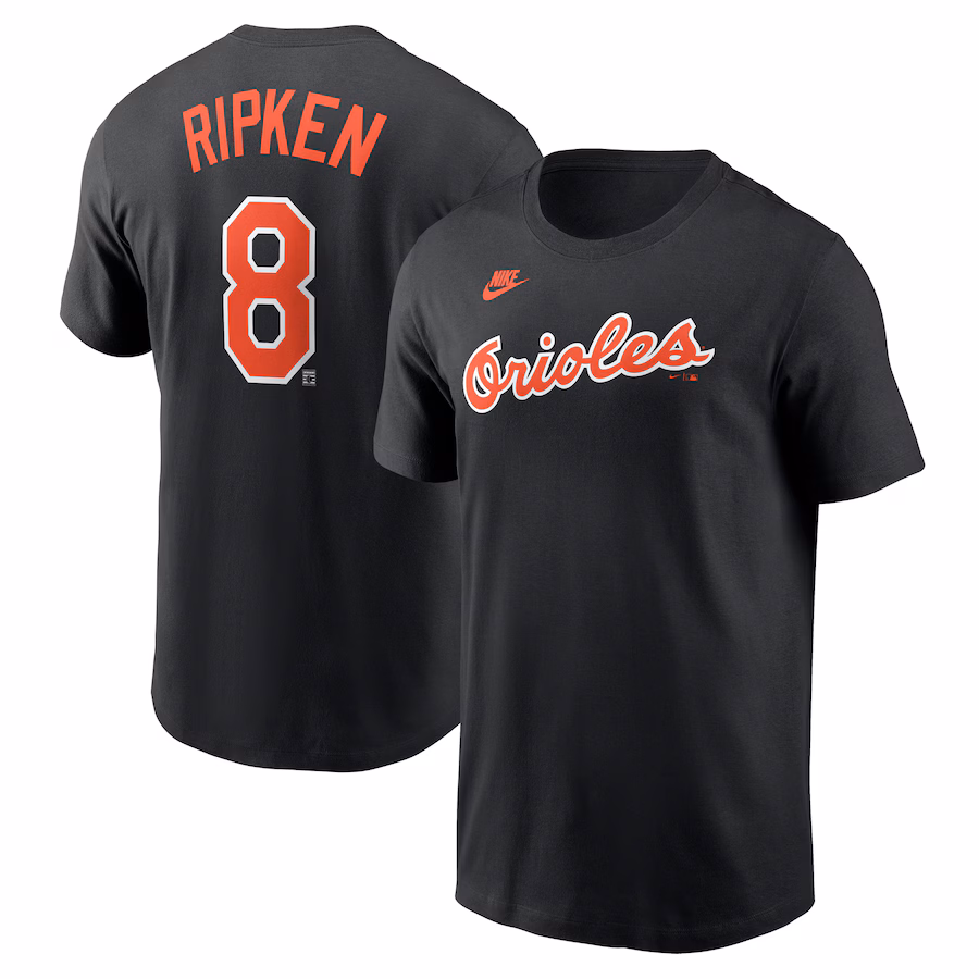 Men's Baltimore Orioles Nike Black Cooperstown Collection Fuse Name & Number T-Shirt - ujerseystore