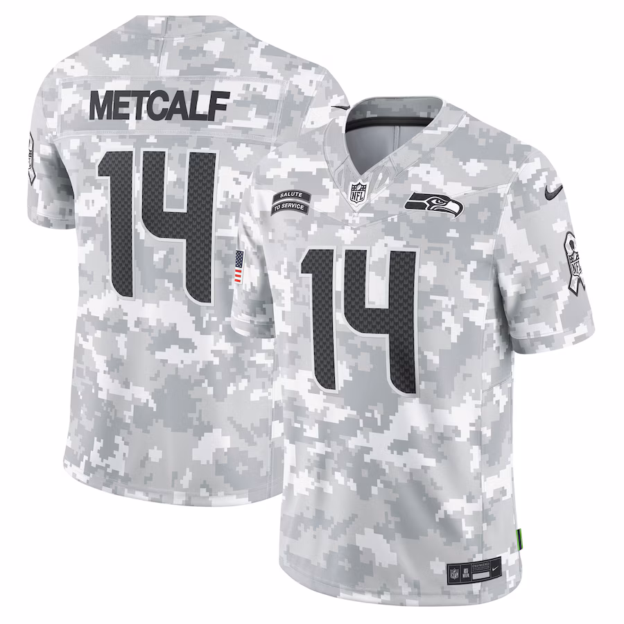 Men's Seattle Seahawks DK Metcalf Nike Arctic Camo 2024 Salute to Service Limited Jersey - ujerseystore