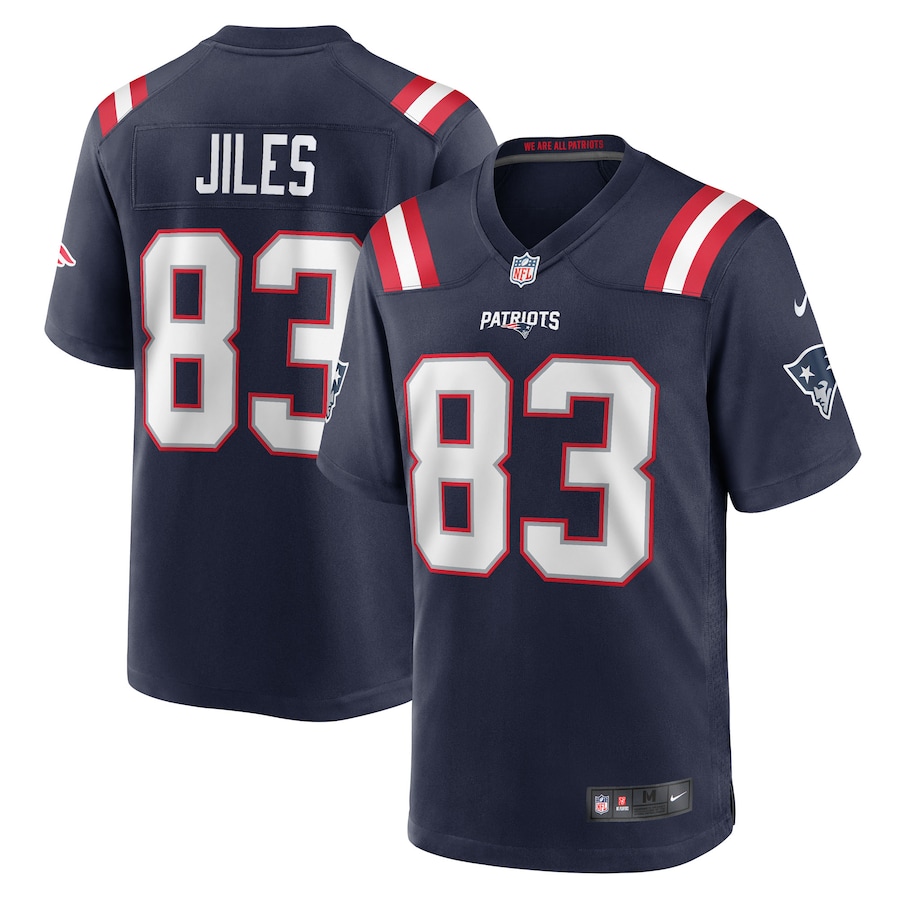 Men's New England Patriots John Jiles Nike Navy Team Game Jersey - ujerseystore