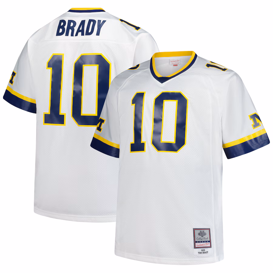 Men's Mitchell & Ness Tom Brady White Michigan Wolverines Legacy Jersey - ujerseystore