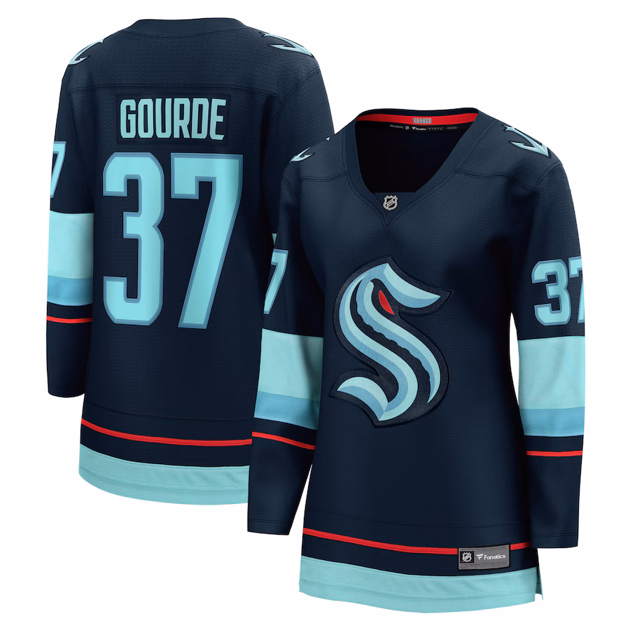 Women's Seattle Kraken Yanni Gourde Fanatics Navy Home Breakaway Player Jersey - ujerseystore