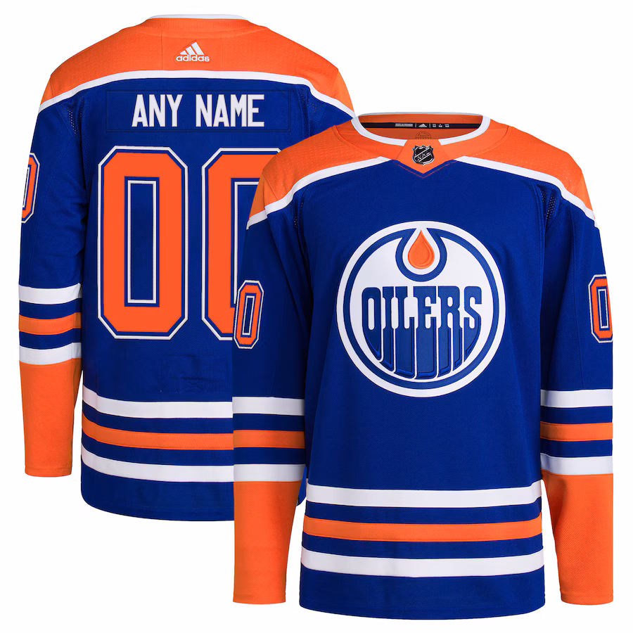 Men's Edmonton Oilers adidas Royal Home Primegreen Authentic Custom Jersey - ujerseystore